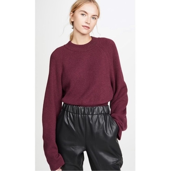 NANUSHKA • Burgundy Wool-Cashmere Blend Ribbed Knit Sweater XS